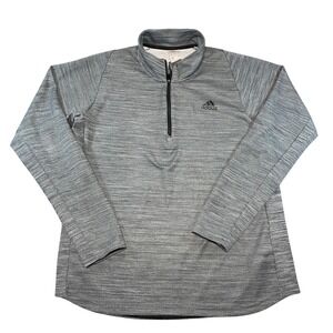 Adidas Mens Quarter Zip Pullover Grey Space Dye Heathered D96162 Size Large